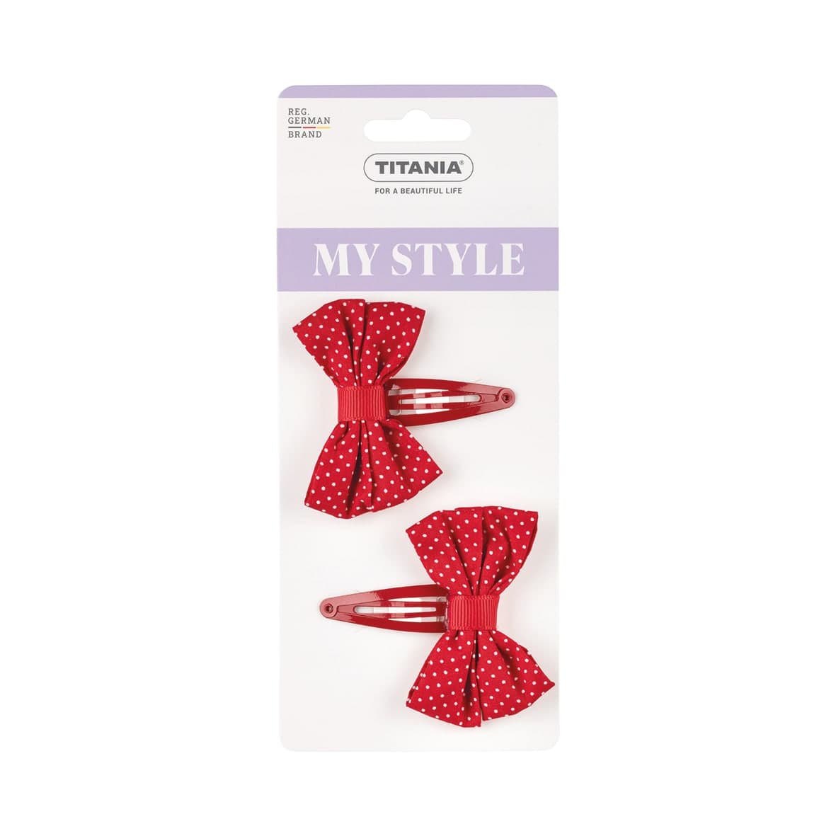 2 noeuds 6cm sur pince rouge pois blanc-7909 GIRL - Image 2