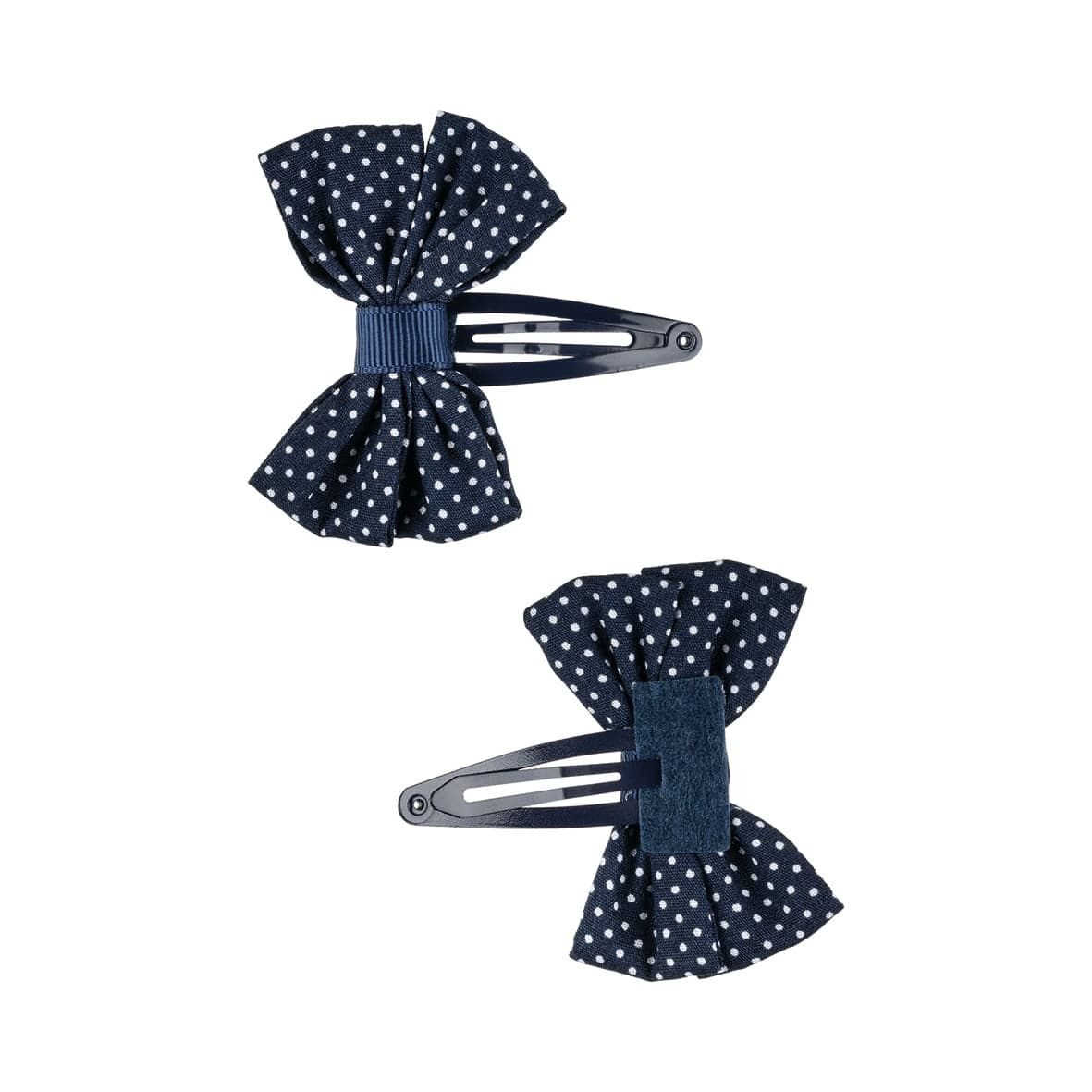 2 noeuds 6cm sur pince bleu pois blanc-7910G