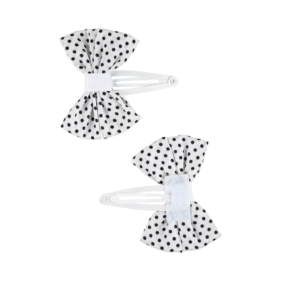 2 noeuds 6cm sur pince blanc pois bleu-7911G