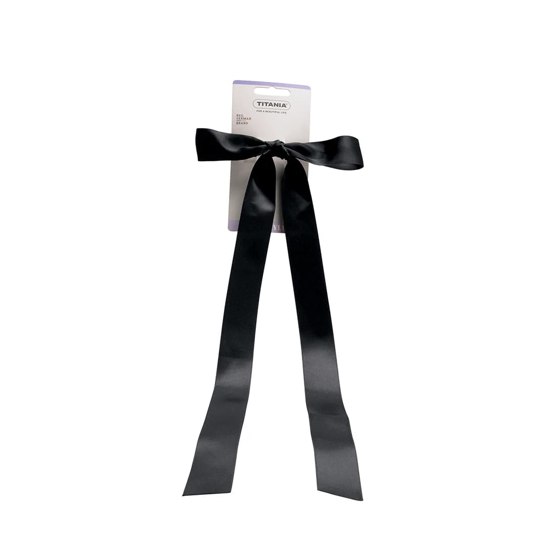Barrette clip noeud satin noir sur carte-8235