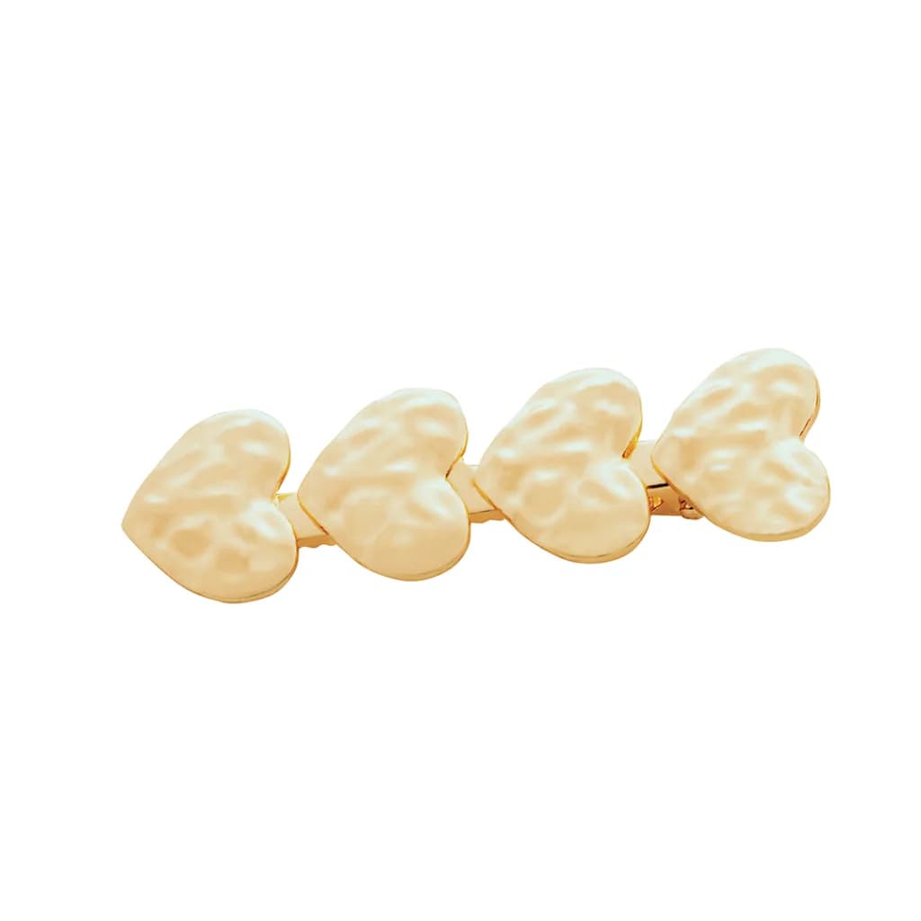 Barrettes métal mix coeur doré sur carte-8244 - Image 2