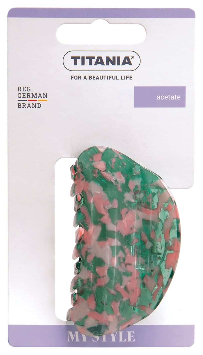 Pince a griffes en acetate arrondie vert rose-8268