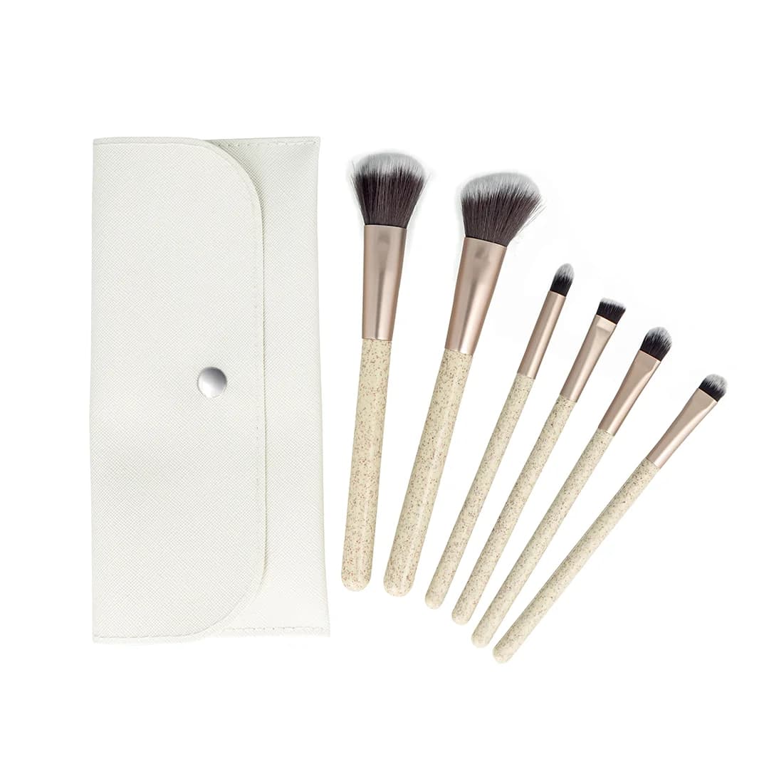 Set de 6 pinceaux cosmétiques avec pochette-2924 - Image 2