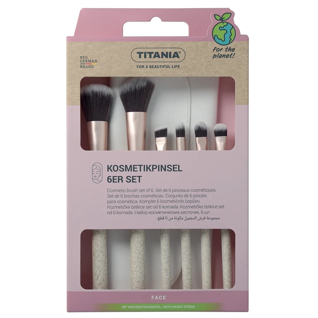 Set de 6 pinceaux cosmétiques avec pochette-2924 - Image 3