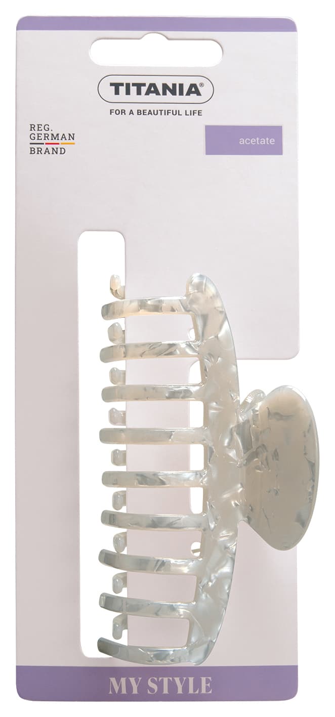Pince a griffes en acetate blanc nacre-8259